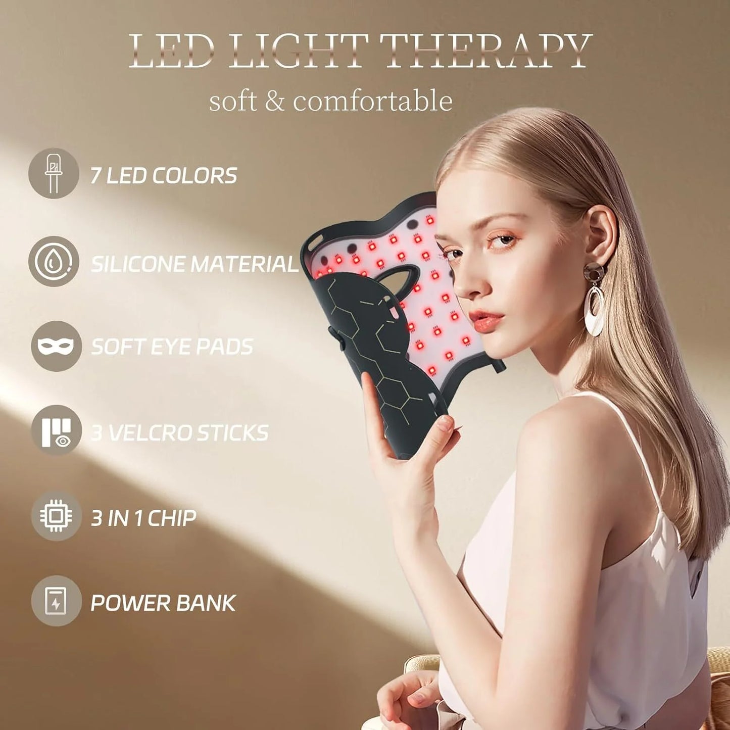 LED Face Mask Light Therapy Skin Care Mask – 7 Color Photon Technology for Anti-Aging, Skin Clarity & Tone Enhancement